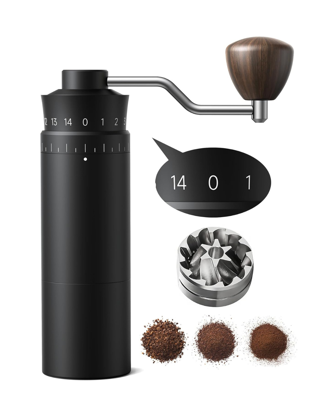 Molino de Café Negro Profesional Ajustable Acero Inoxidable