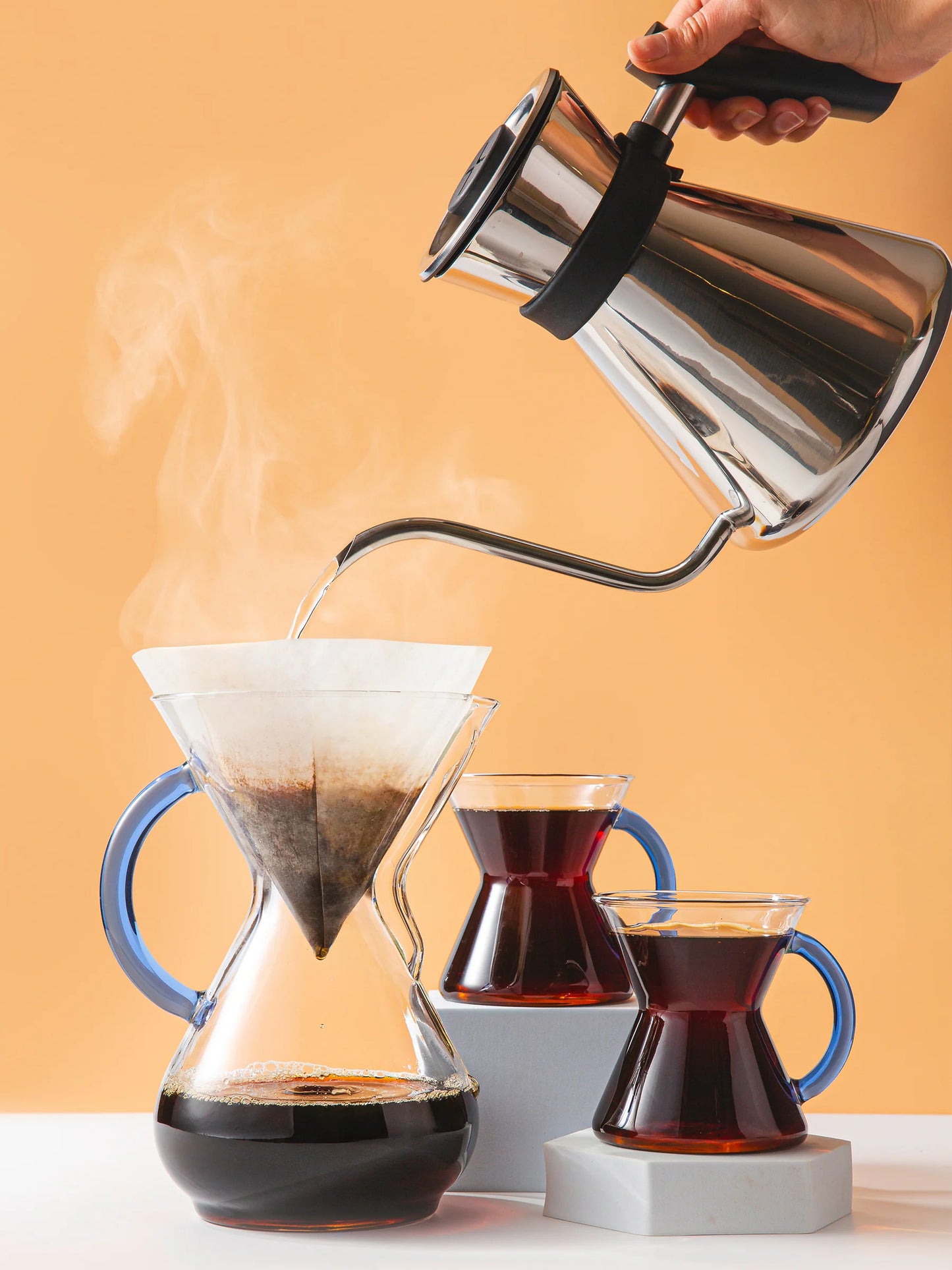 Cafetera Chemex 6 tazas Mango Cristal Azul Zafiro