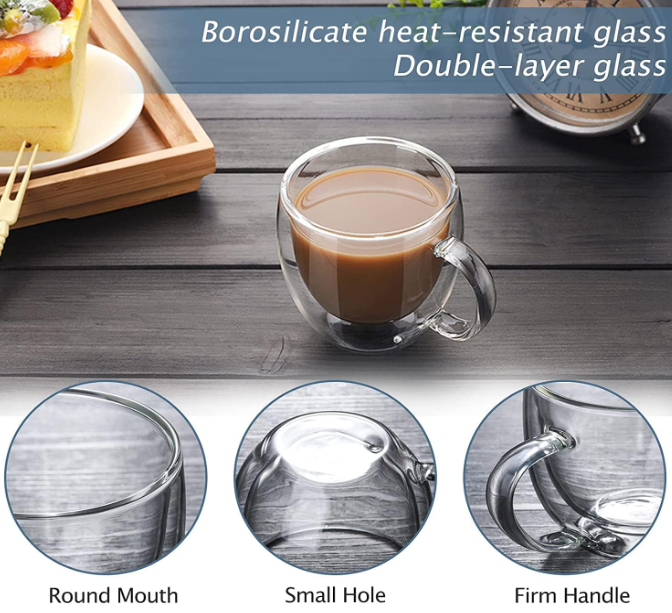 Vaso Doble Pared Oreja Borisilicato 350ml