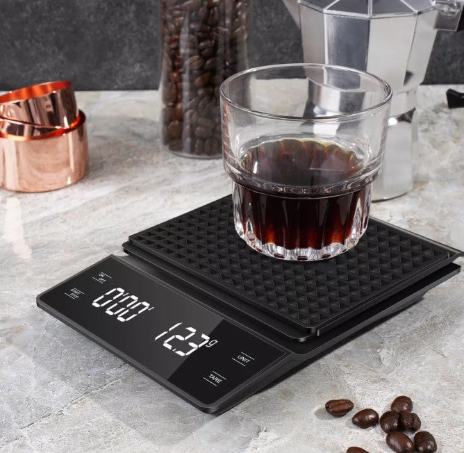 Gramera Pro Bascula Negra LED Temporizador