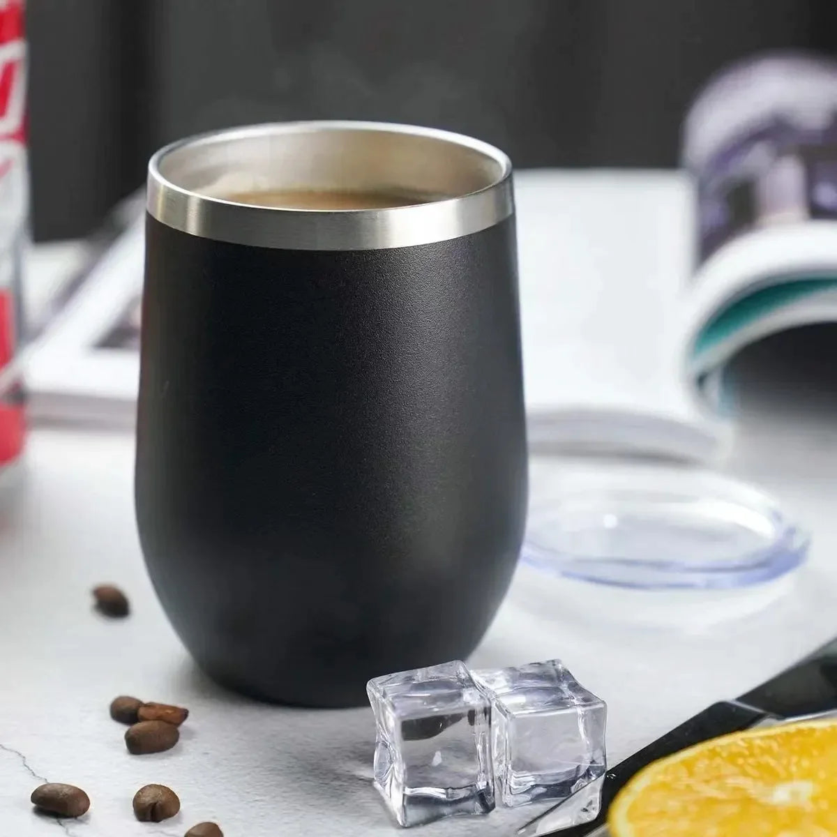 Vaso Térmico Negro Duradero de Acero Inoxidable 304: Resistente y Ligero, Diseñado para Resistir el Uso Diario.