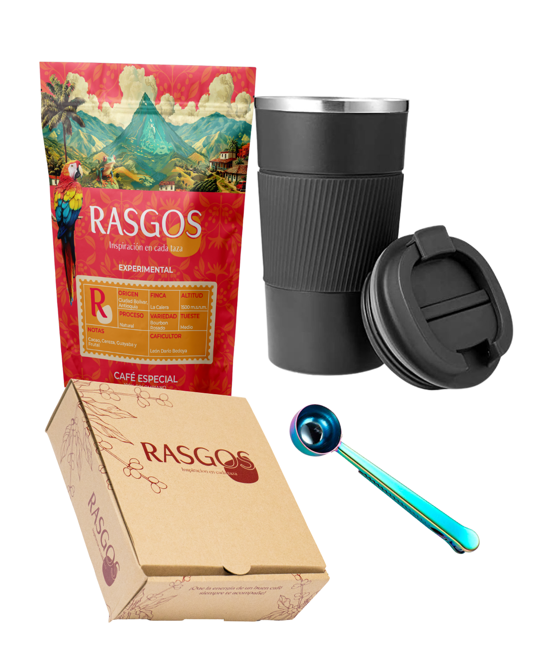 Kit Vaso Termo Cafe Exotico Bourbon Rosado Natural