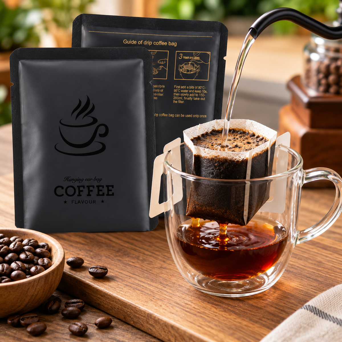 Sachet Protector Coffe Drips Termosellable Negro Mate x 50 Uds