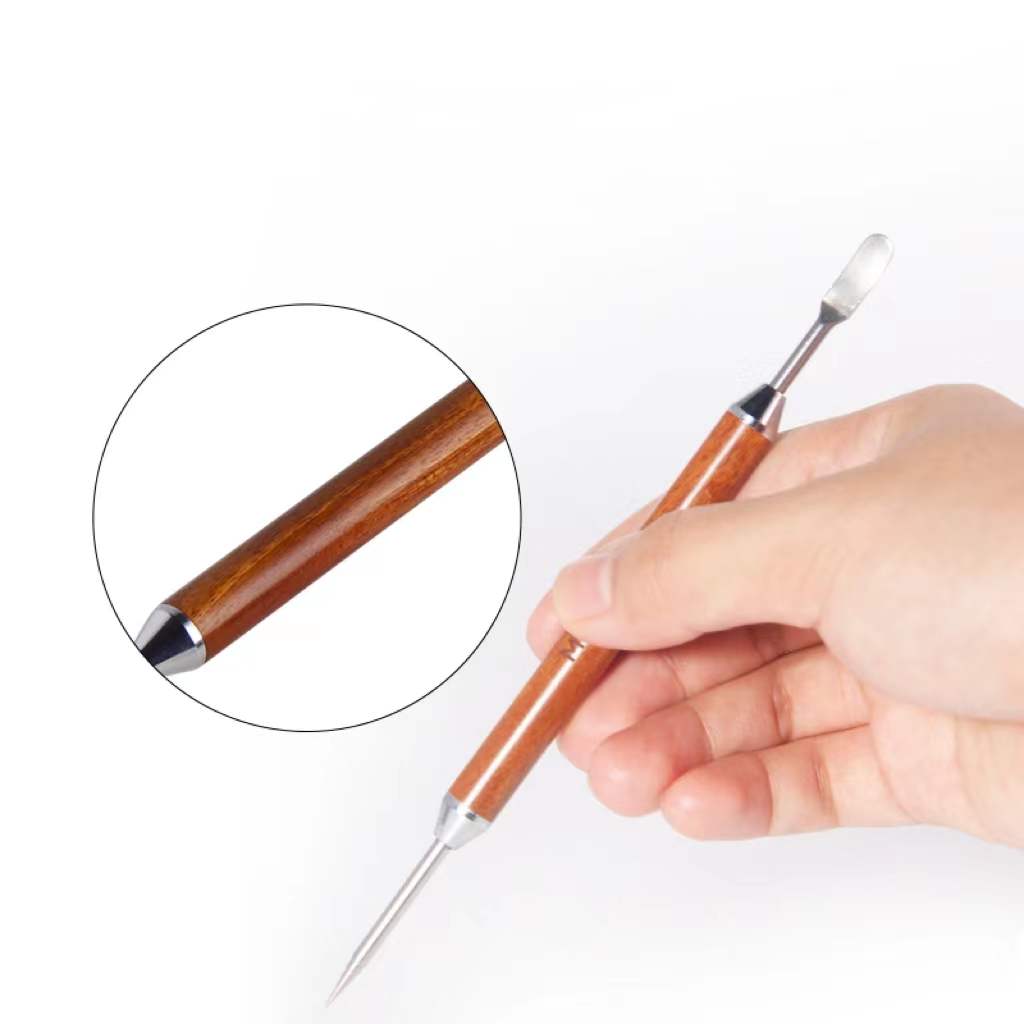 Lapiz de Arte Latte Doble Punta con Mango de Madera Estuche Metalico Barista