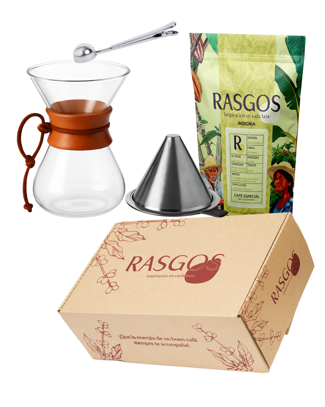 Kit Chemex 400ml Filtro Acero Inoxidable y Café Especial