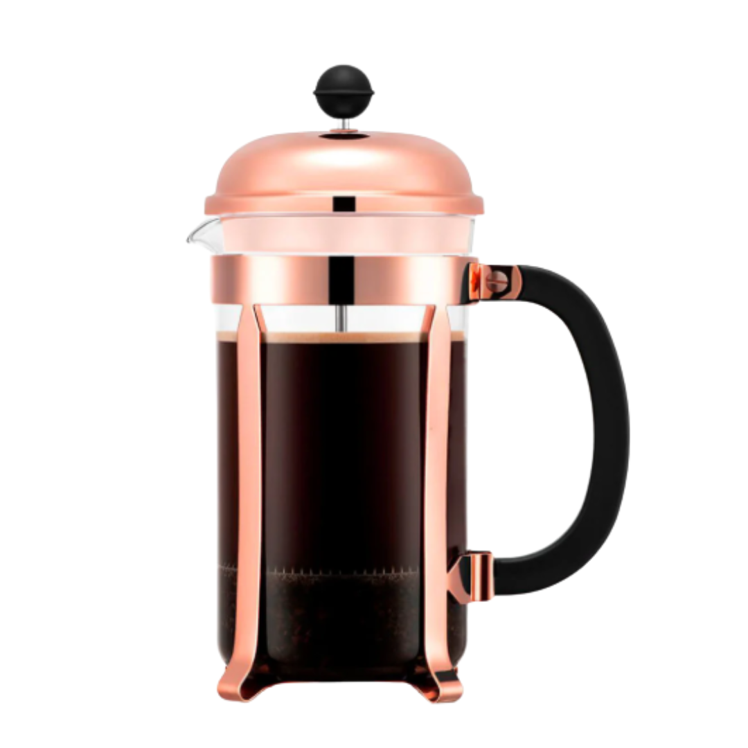 Kit Prensa Oro Rosa | Prensa Oro Rosa 350ml + Molino Acero Inoxidable 50gr + Café Insignia 250gr + Cuchara Medidora + Chocolatina de Cacao