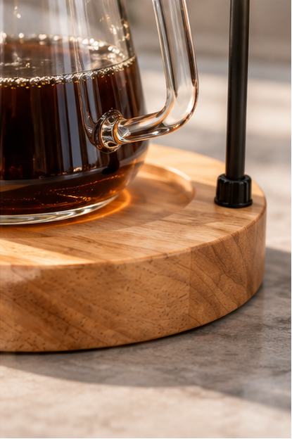 Set Cafetera Dripper v60 + Server Vidrio Transparente 600ml con Base en Madera