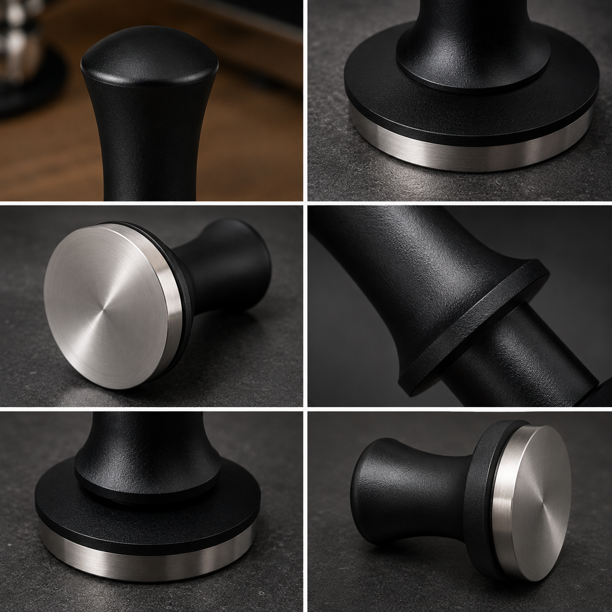 Tamper Maquina Espresso 58mm Calibrado Negro con Retorno