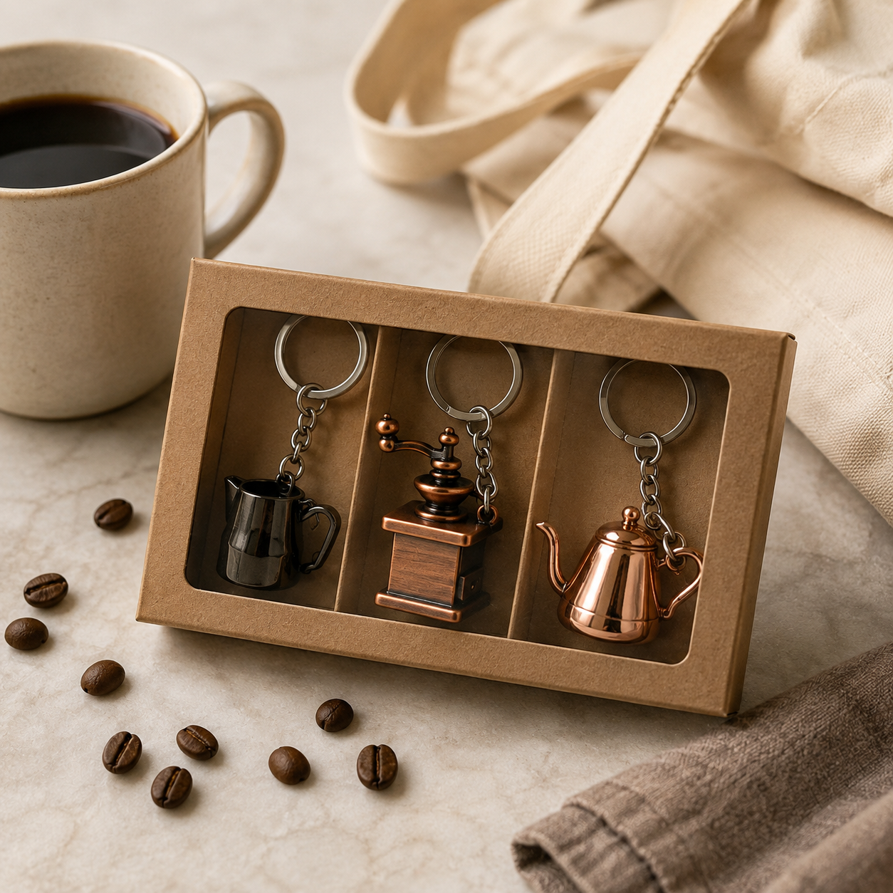 Pack x3 Llaveros de Café Surtidos | Regalo para Coffee Lovers