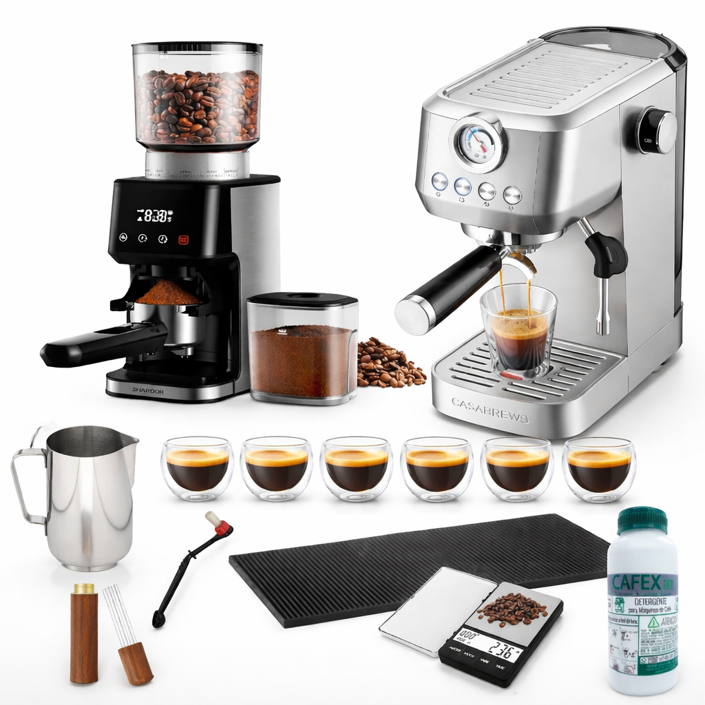 Kit Maquina Espresso con Molino y Accesorios