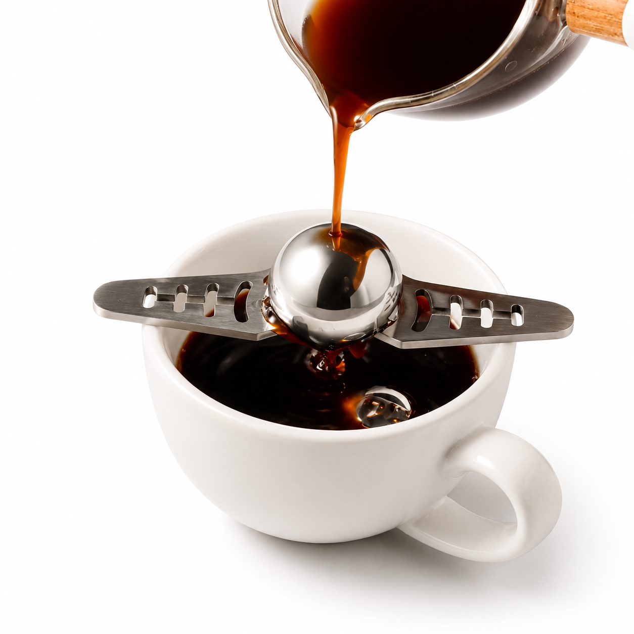 Accesorio Enfriador Para Espresso Y Cafe Filtrado Con Bola Y Base De Acero