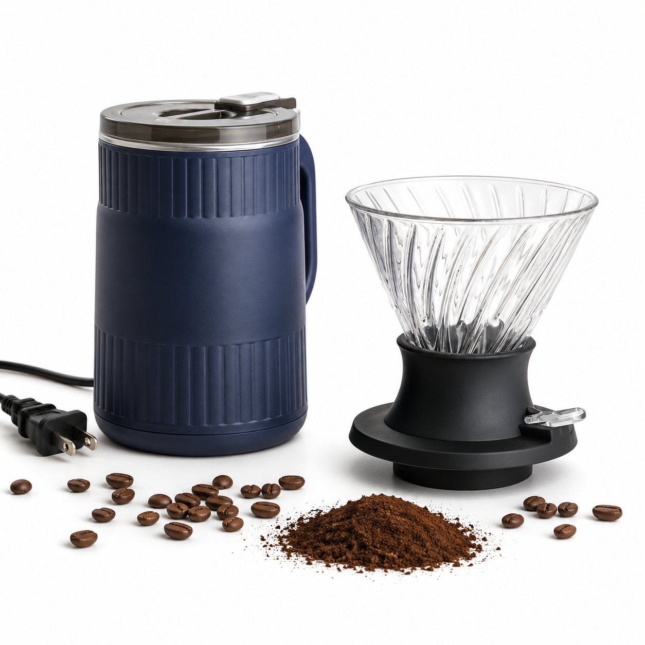 Kit de Cafe Filtrado con Molino Electrico Metodo Tipo HARIO Switch V60 en Vidrio