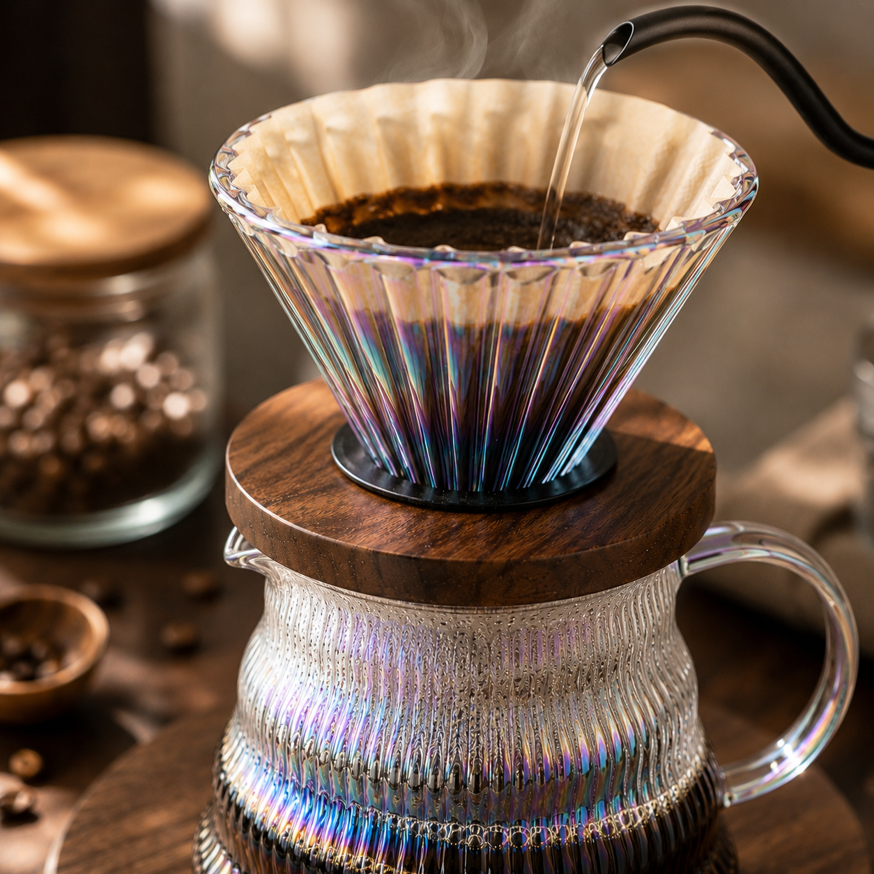 Kit V60 Tornasol con Servidor de Vidrio para Cafe Filtrado