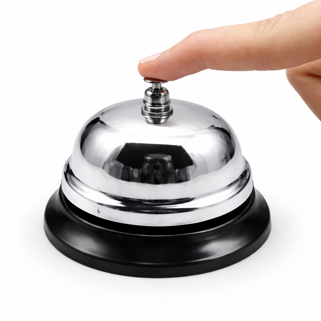 Campana Timbre de Llamada Cromada para Restaurante, Hotel y Recepción