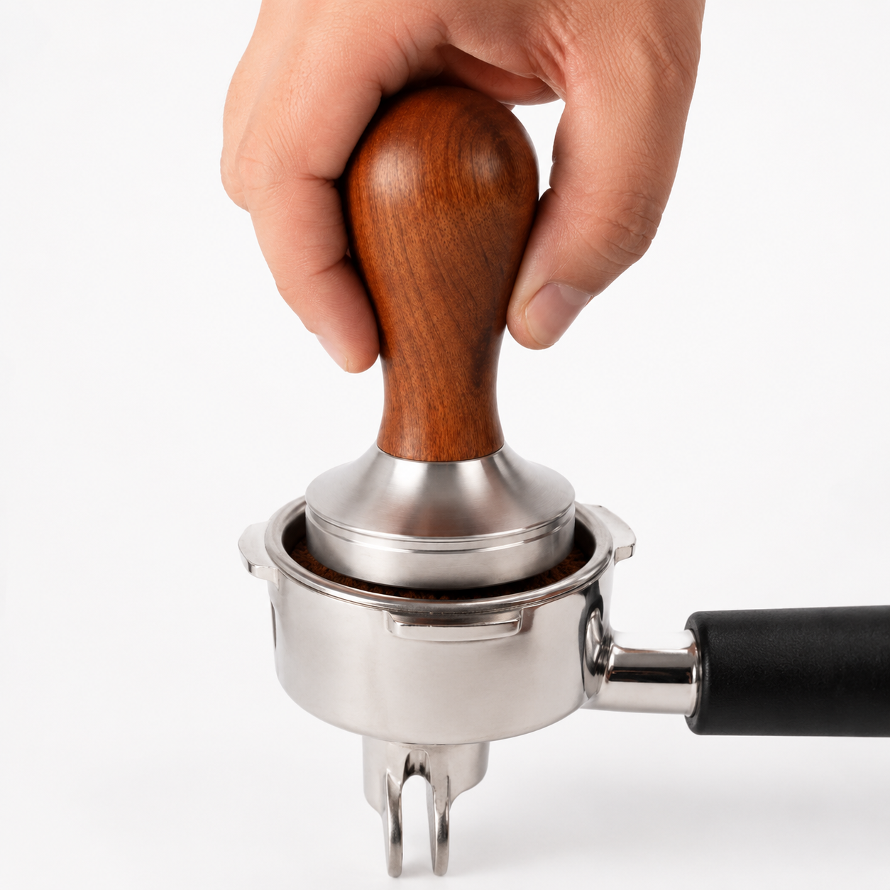 Tamper 58mm de Madera y Acero Inoxidable | Maquina Espresso