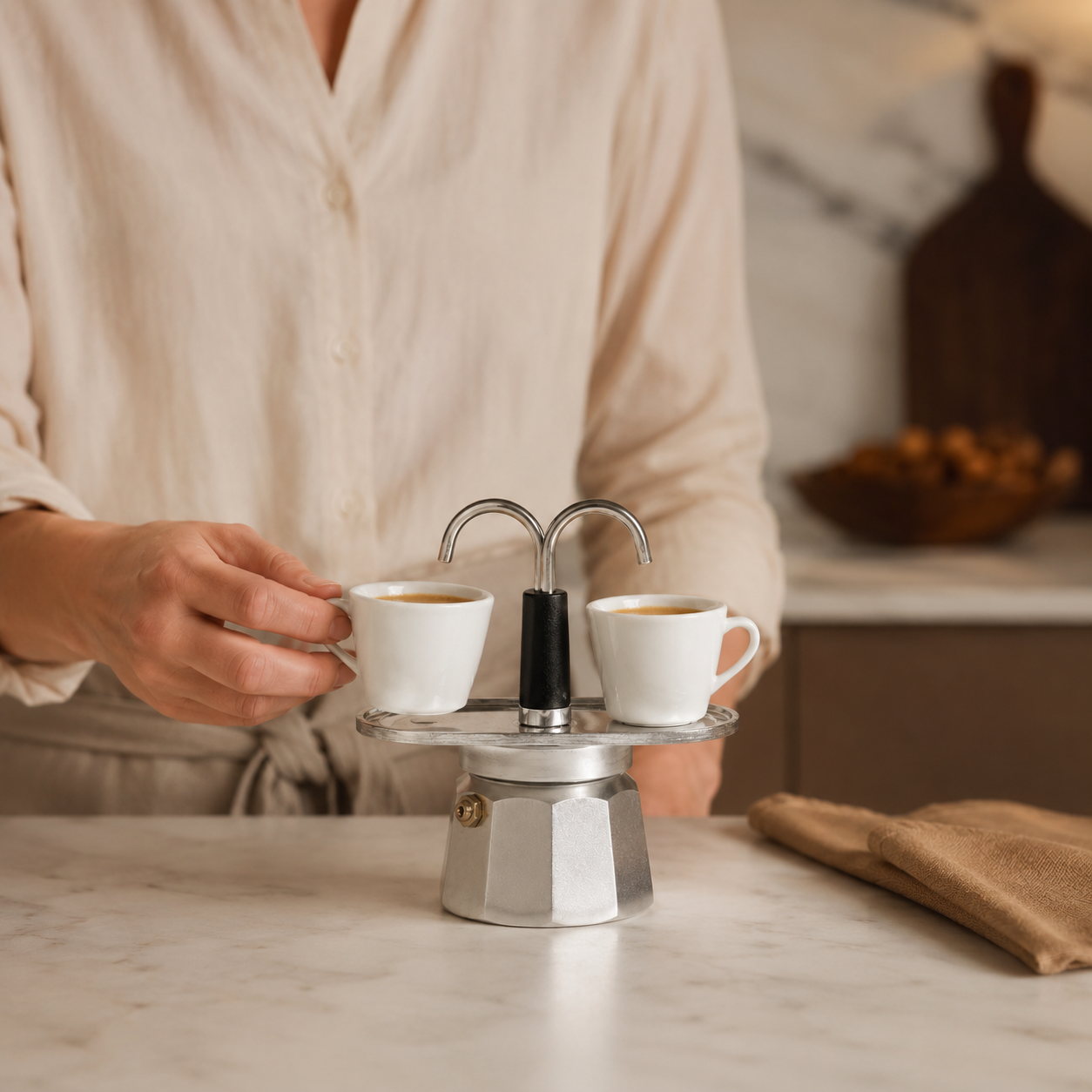 Cafetera Italiana Moka Mini Express 2 Tazas en Aluminio