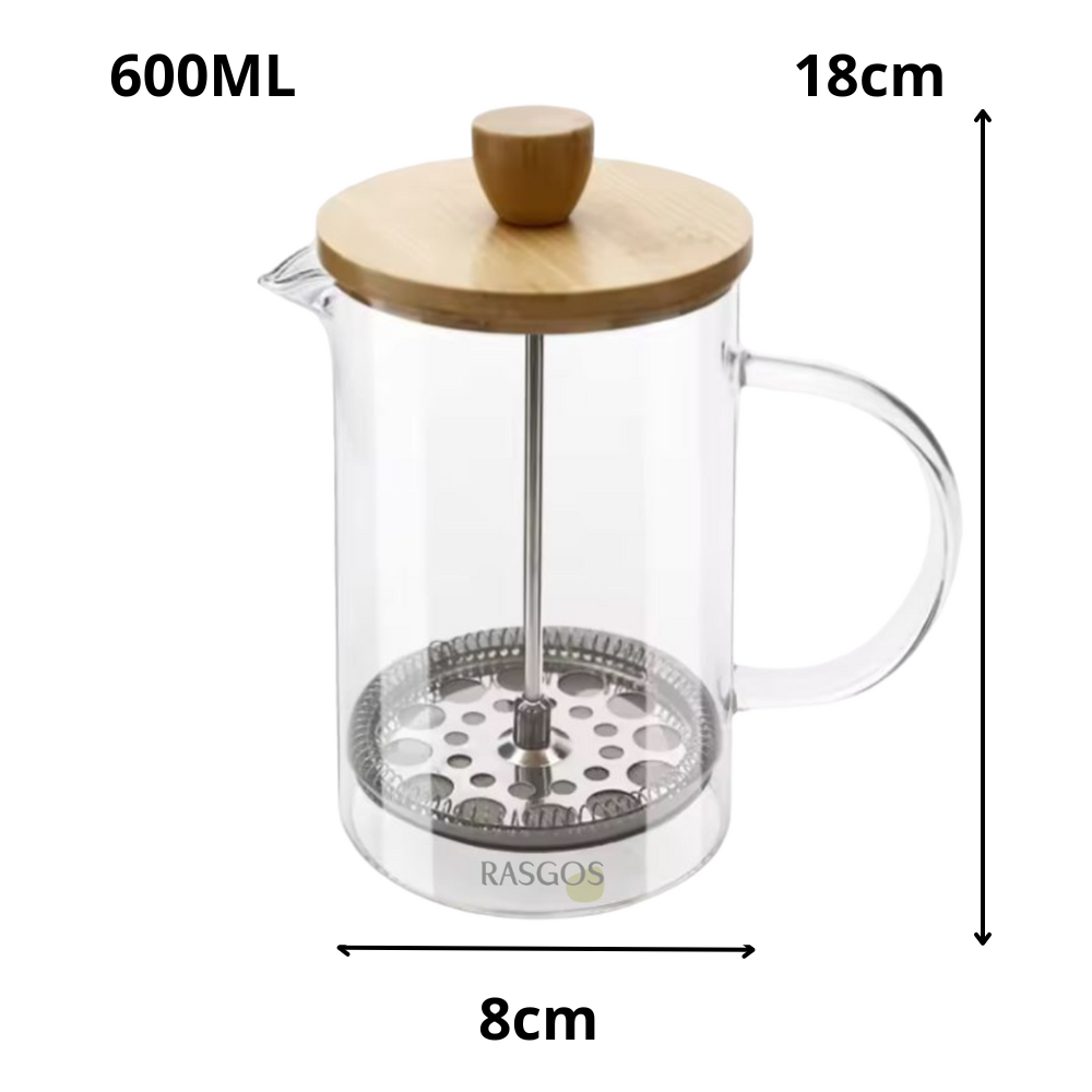 Cafetera Prensa Francesa 600ML Diseño Exclusivo y Natural en Bambú