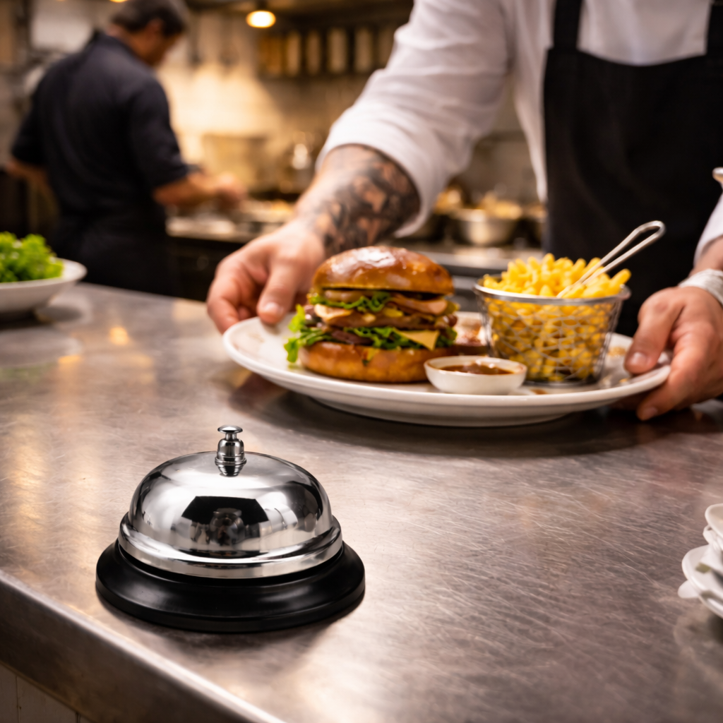 Campana Timbre de Llamada Cromada para Restaurante, Hotel y Recepción