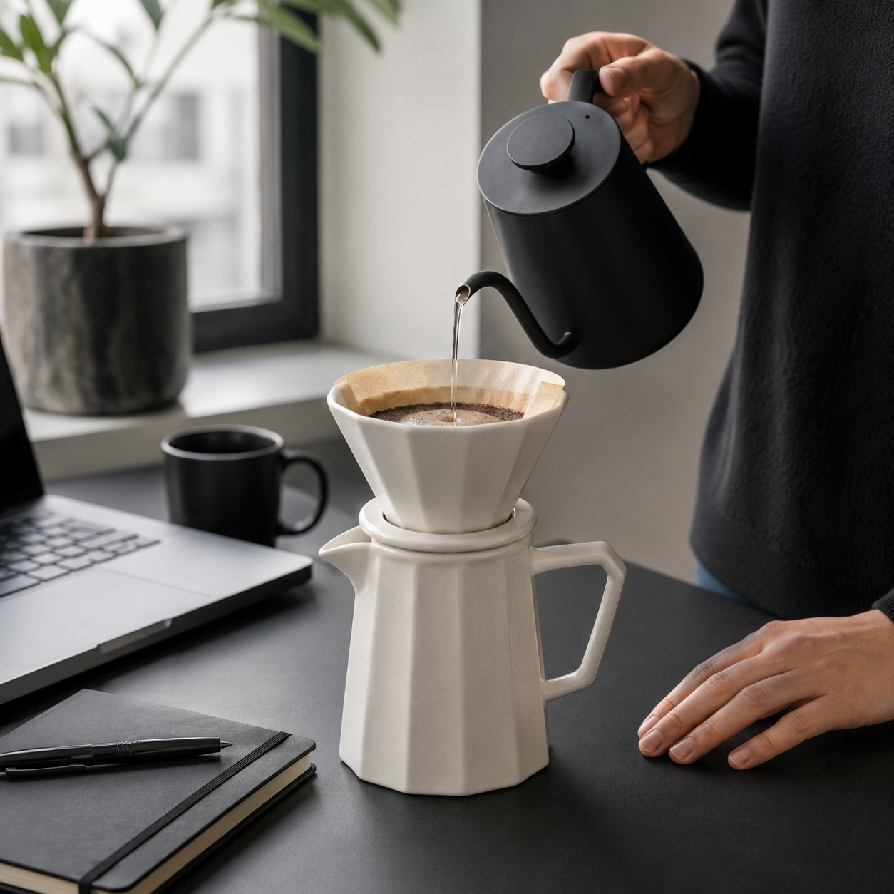 Kit Dripper Goteo White Diamante | Cafetera Metodo V60 con Server Punta Fina