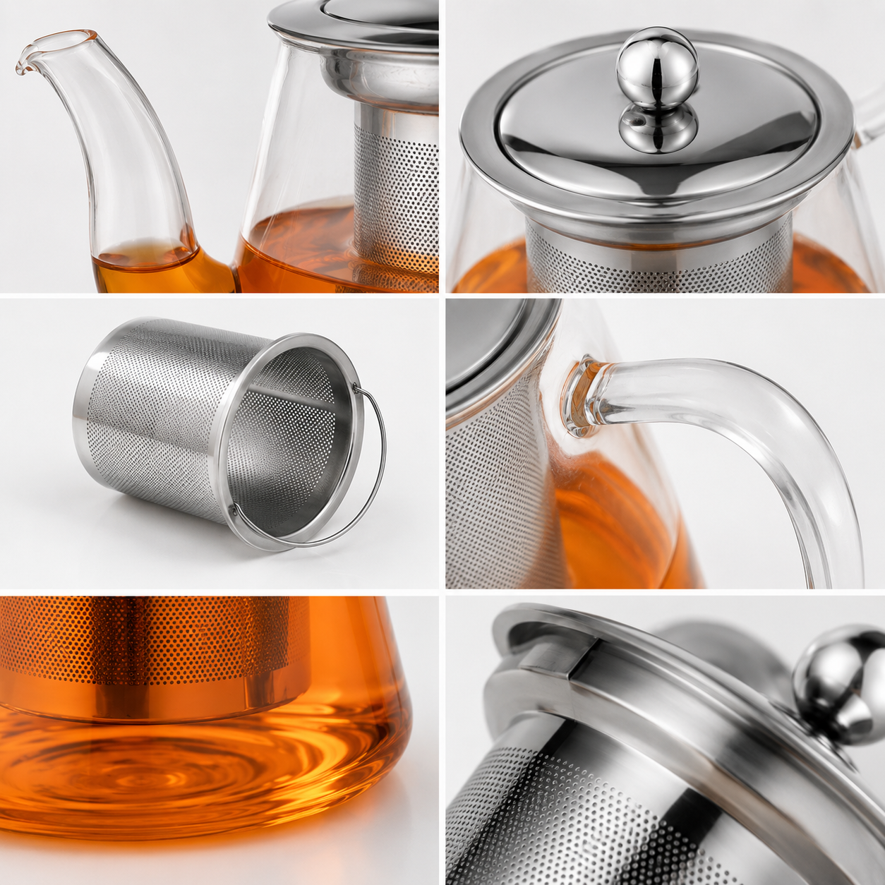Tetera de Vidrio 1 Litro con Infusor de Acero Inoxidable