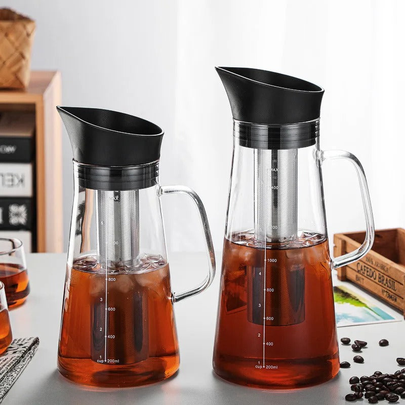 Jarra con Filtro en Acero Inoxidable para Cold Brew e Infusiones Aromáticas 1 Litro y Medio