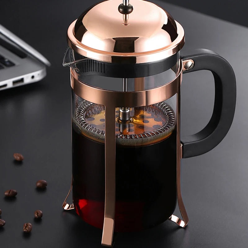 Cafetera Prensa Francesa Oro Rosa Acero Inoxidable Disponible 350ml-600ml-800ml