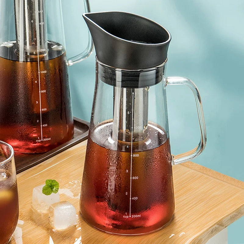 Jarra con Filtro en Acero Inoxidable para Cold Brew e Infusiones Aromáticas 1 Litro y Medio