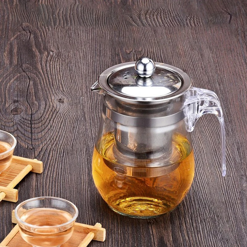 Tetera de Vidrio con Infusor De Té Extraible Acero Inoxidable 500ml