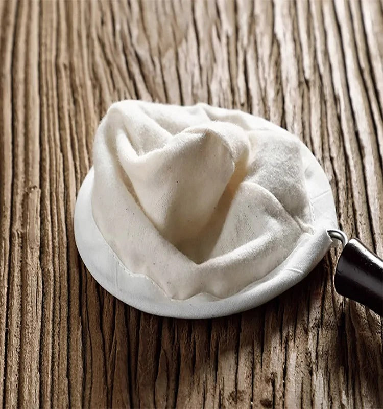 Filtro de Tela Franela Mango en Madera para Café Reutilizable Goteo