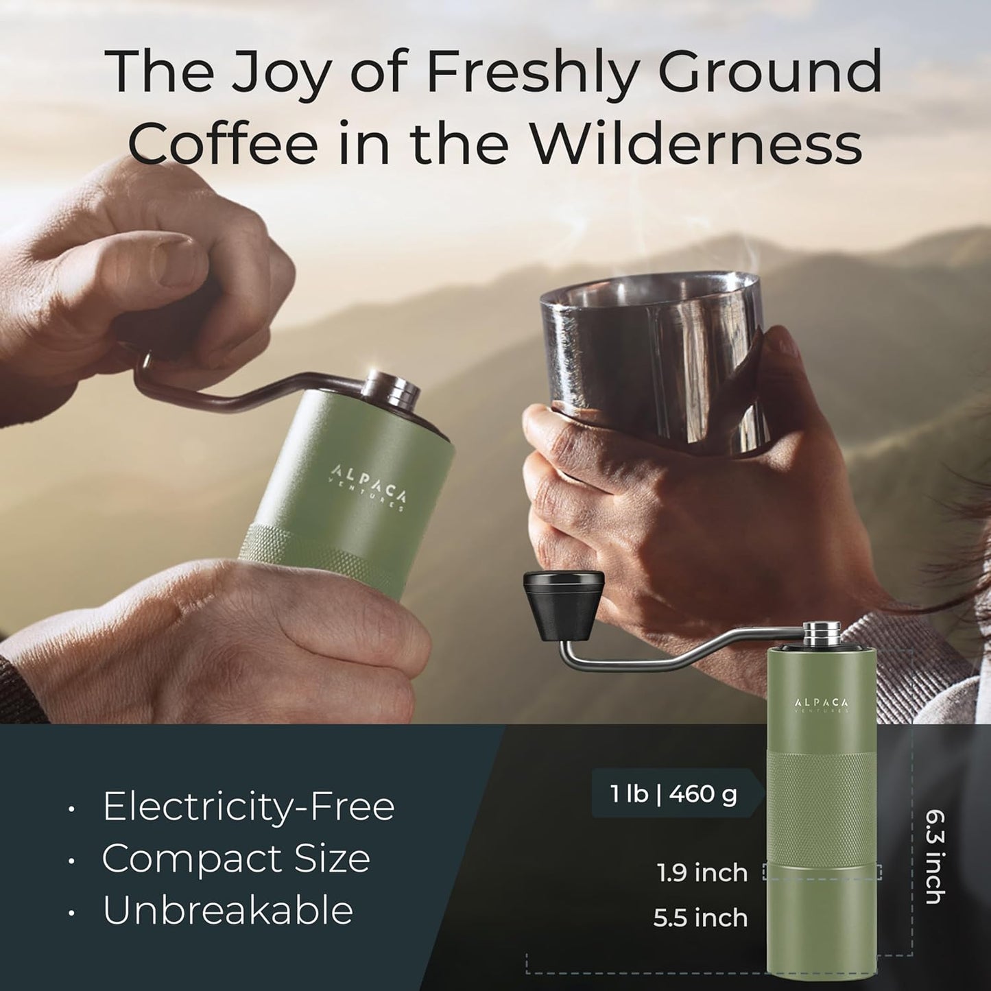 Equipado con muelas cónicas de acero, este molino manual ofrece consistencia y calidad en cada molienda. Ideal para espresso, V60, prensa francesa y más.