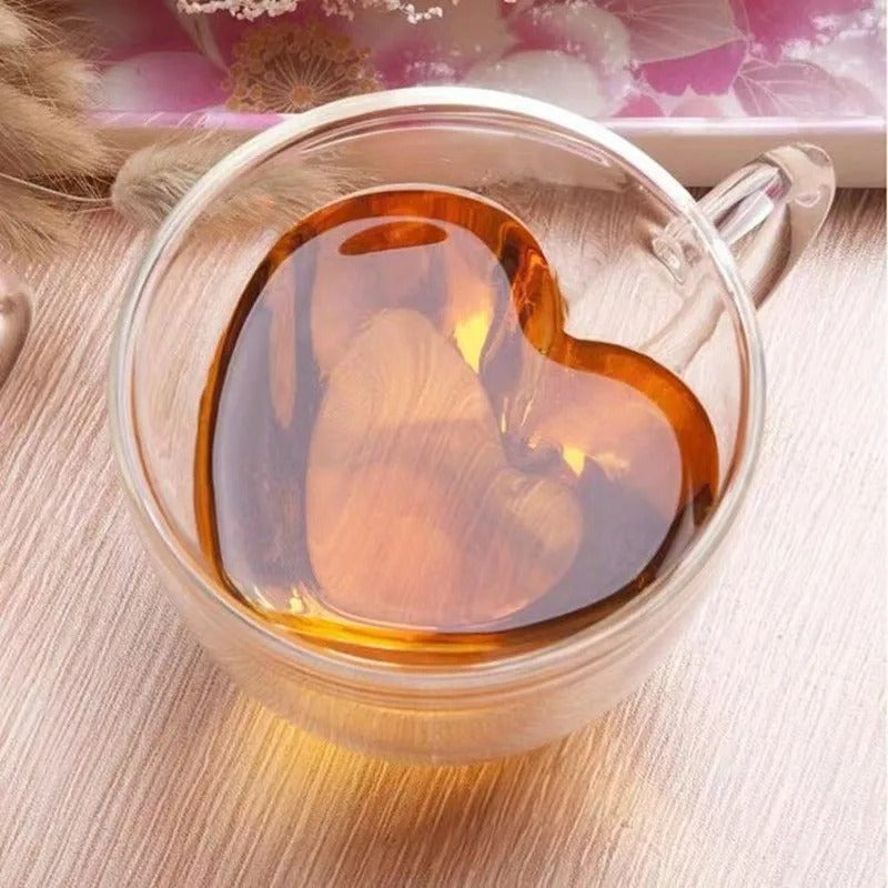 Vaso de Vidrio Borosilicato Corazón 250Ml Doble Pared
