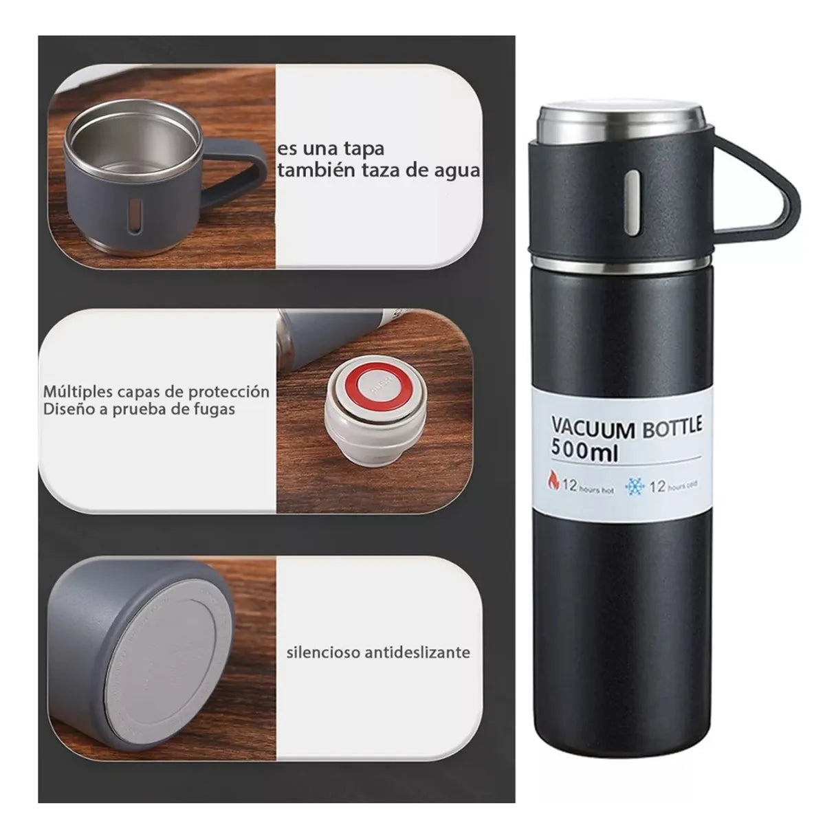 Kit Cafe Especial con Termo Termico y Pocillos Acero Inoxidable