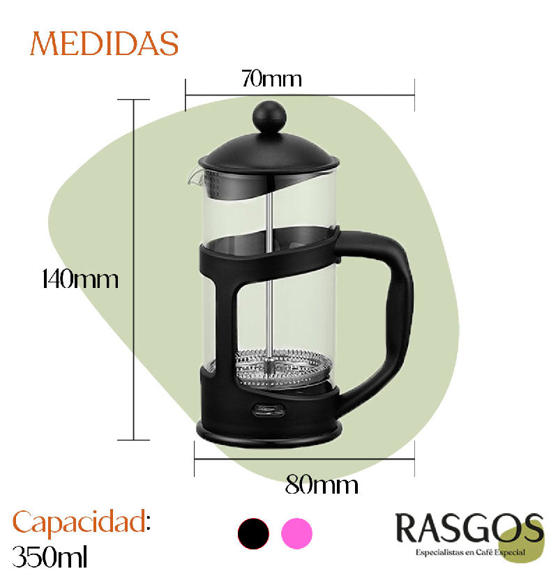 Prensa Francesa Negra Clasica 350ml RASGOS