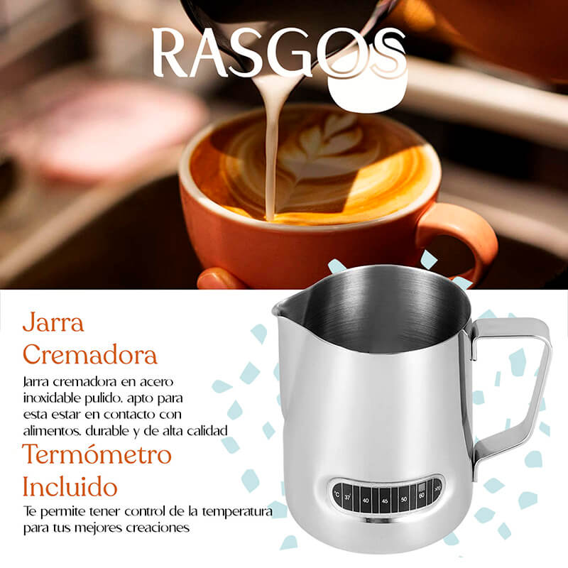 Jarra Arte Latte Con Termómetro 350ml