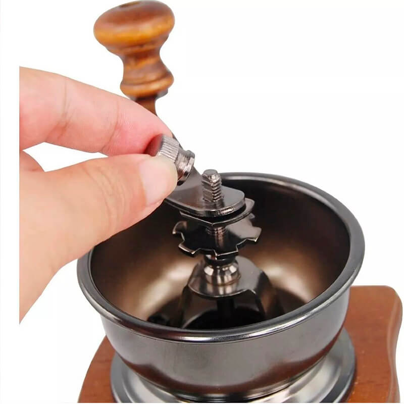 Controla tu Molienda: Molinillo de Café de Acero Inoxidable con Mango Grueso.