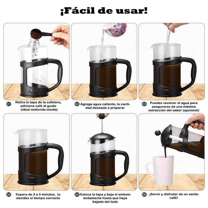 Prensa Francesa Negra Clasica 350ml RASGOS