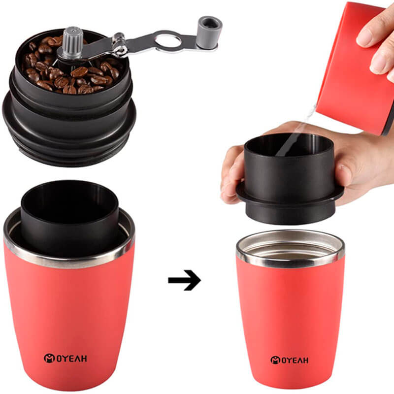 Cafetera Portátil 3 en 1 con Molino, V60 y Termo para Viajes y Oficina
