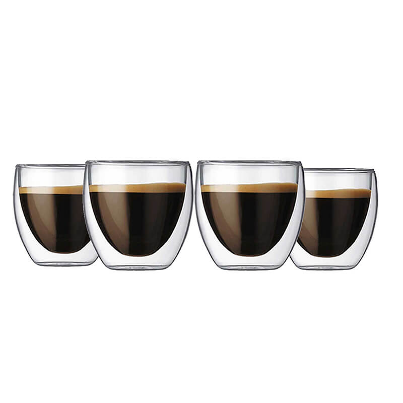 Vasos Doble Fondo Borosilicato 4 Unidades 240ml