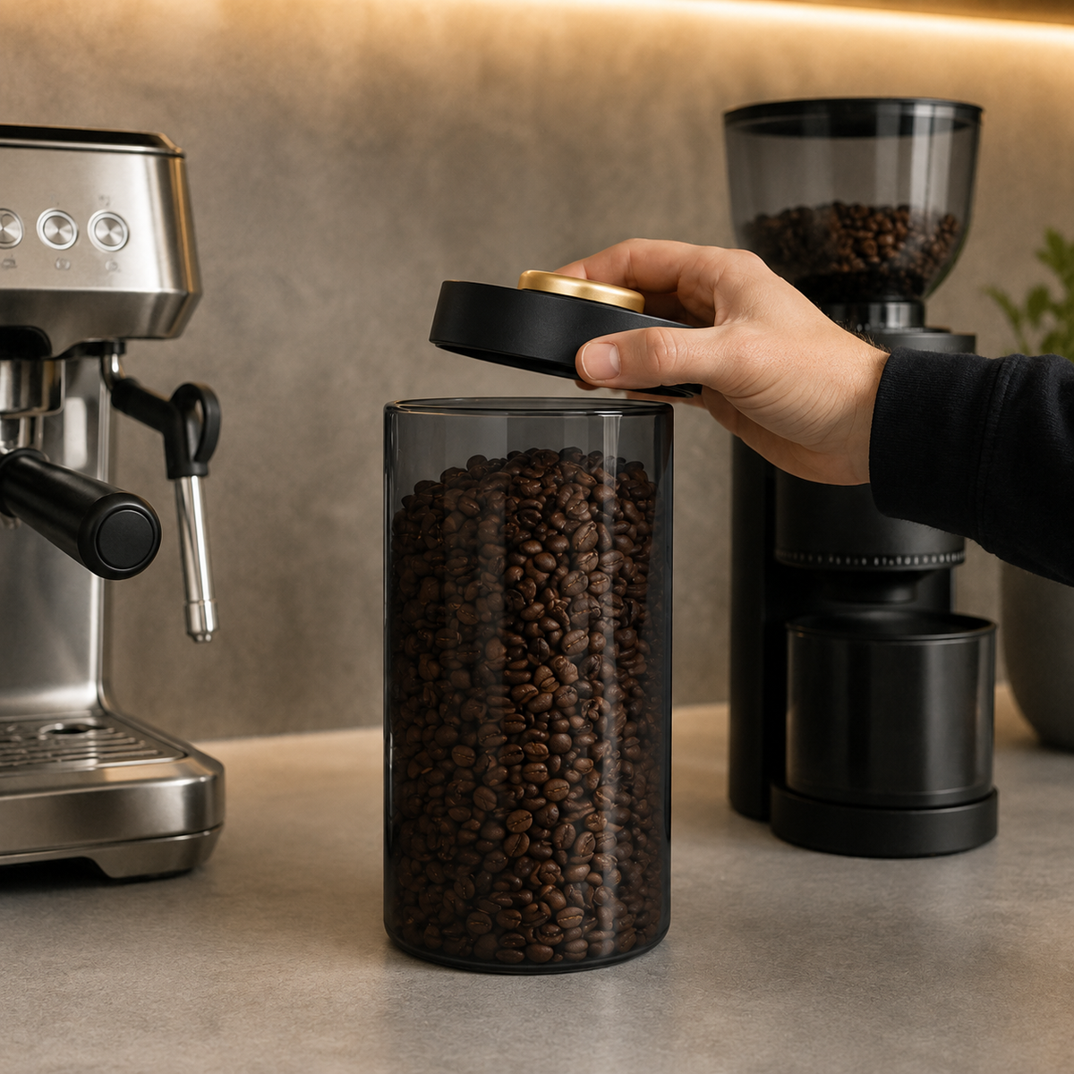 Recipiente Conservador de Cafe en Vidrio 1800 ml Hasta 600 g