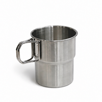 Vaso Pocillo Camping Acero Inoxidable 300 ml con Mango Plegable