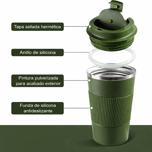 Vaso Termo Termico Tapa Antiderrame Acero Inoxidable 304 Reutilizable