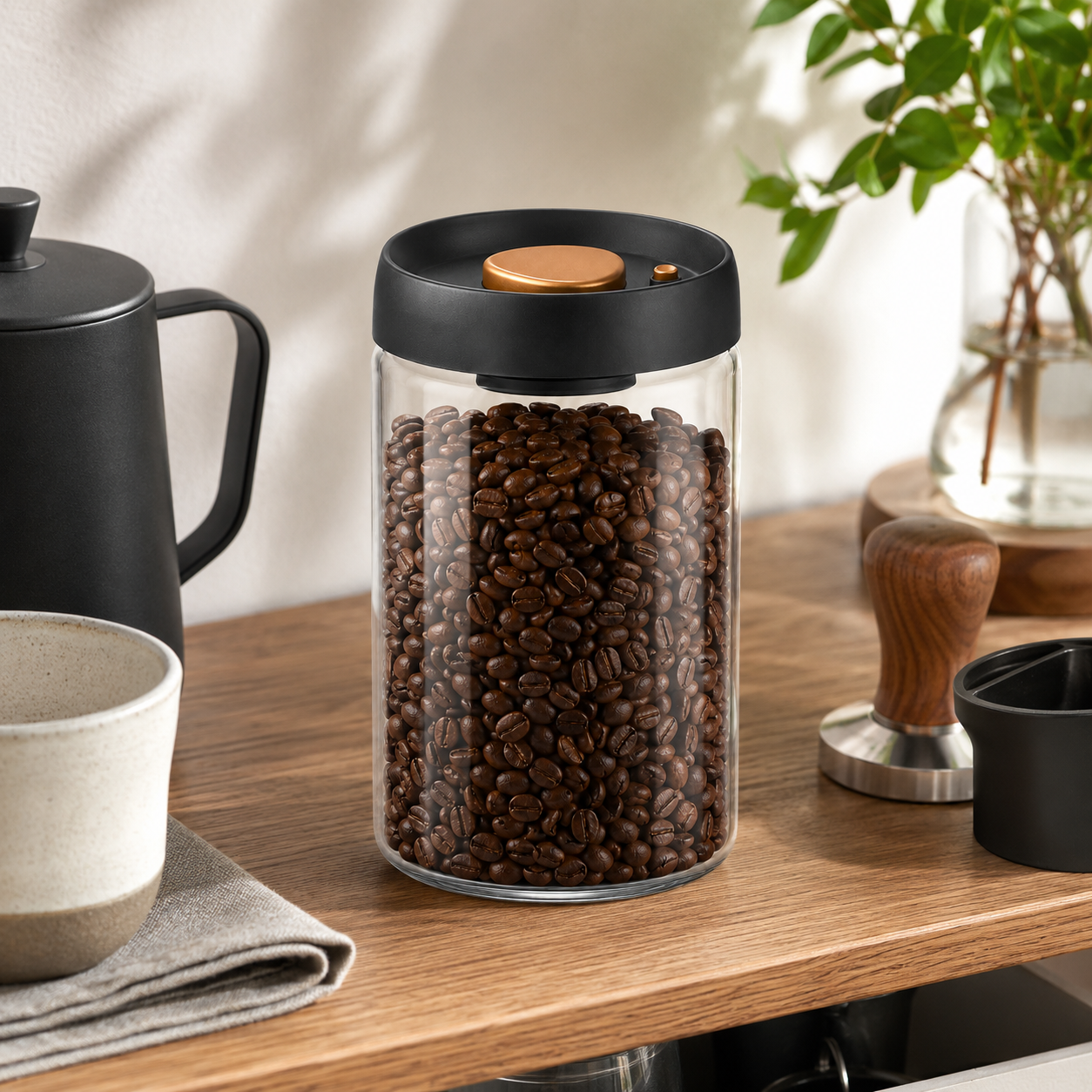 Recipiente Hermetico de Vidrio para Cafe 900 ml 30 Oz con Tapa
