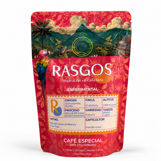 Cafe Especial Caturra de Nariño en Proceso Natural | Notas a Nibs de cacao y Vino Tinto 250g