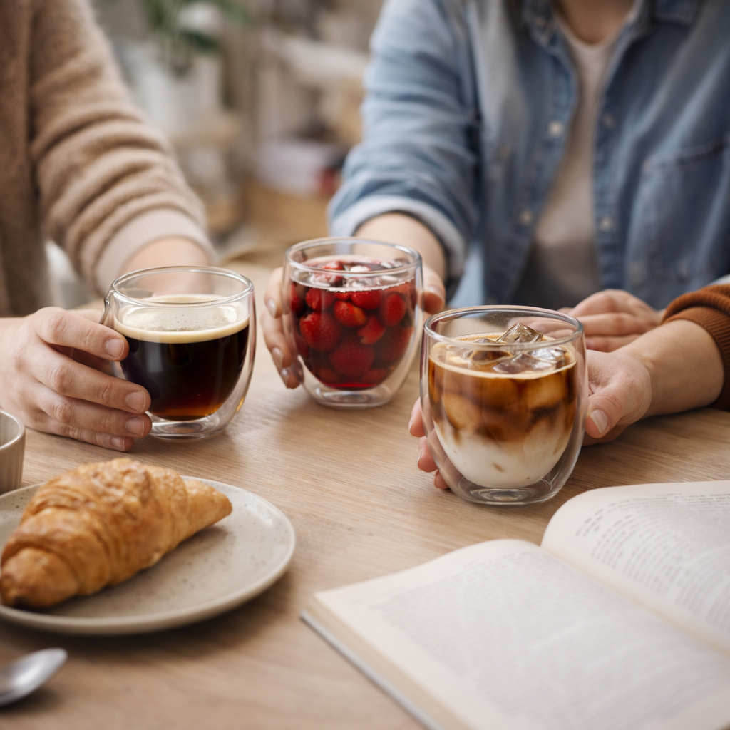 Set Vaso Cristal 150ml Doble Pared Transparente Pack x6