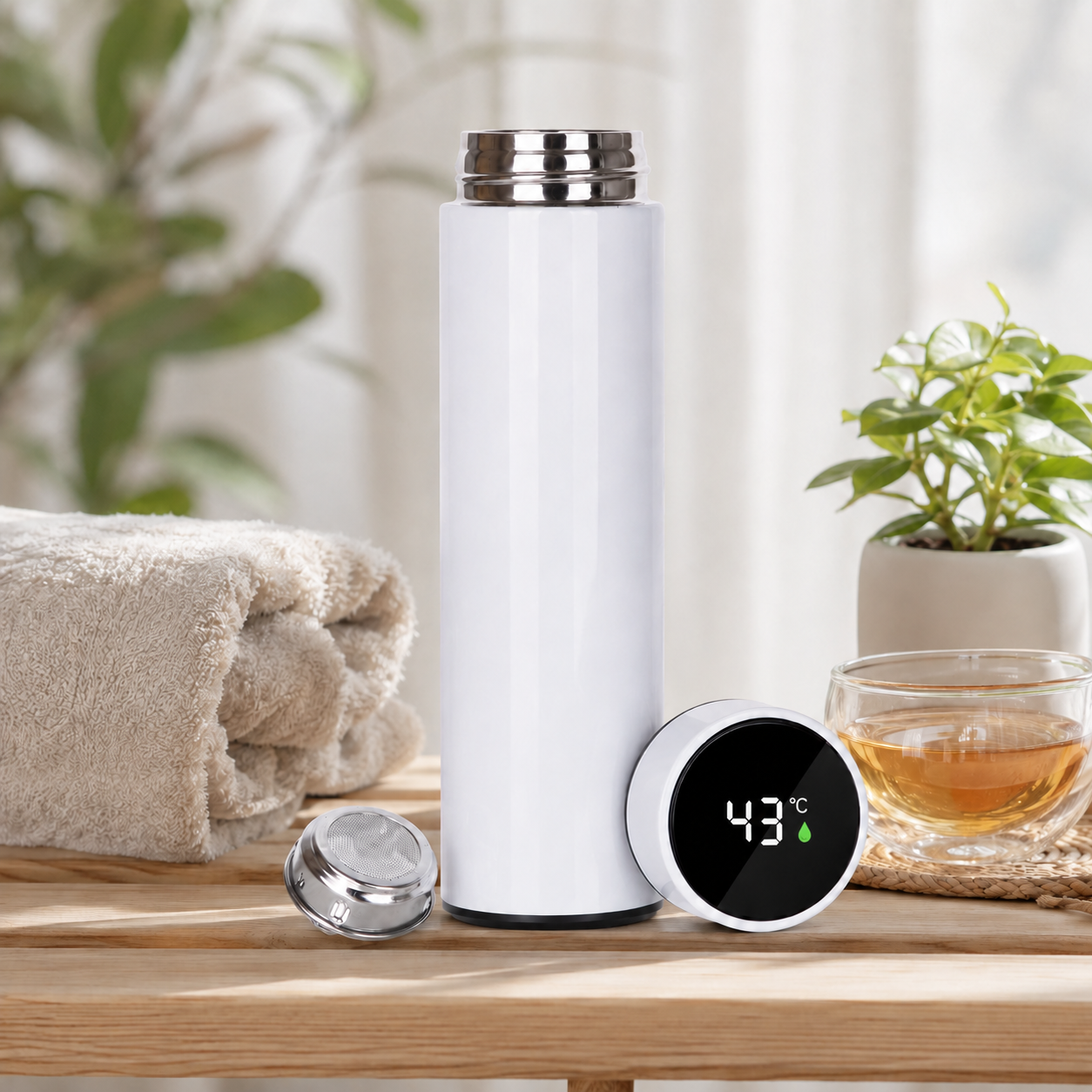 Termo Digital Blanco 500 ML con Indicador de Temperatura