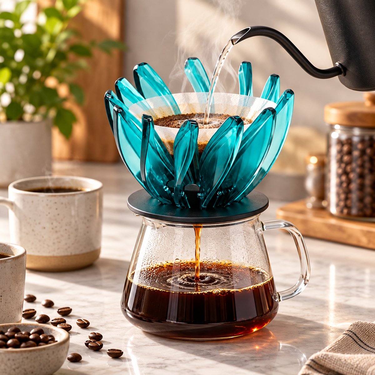 Metodo Tipo Suiren V60 02 Turquesa Flor de Loto para Cafe Filtrado