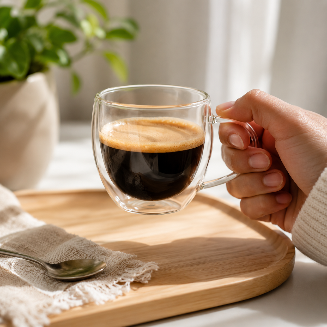 Pocillo Vaso Doble Pared 150ml para Cafe y Cappuccino