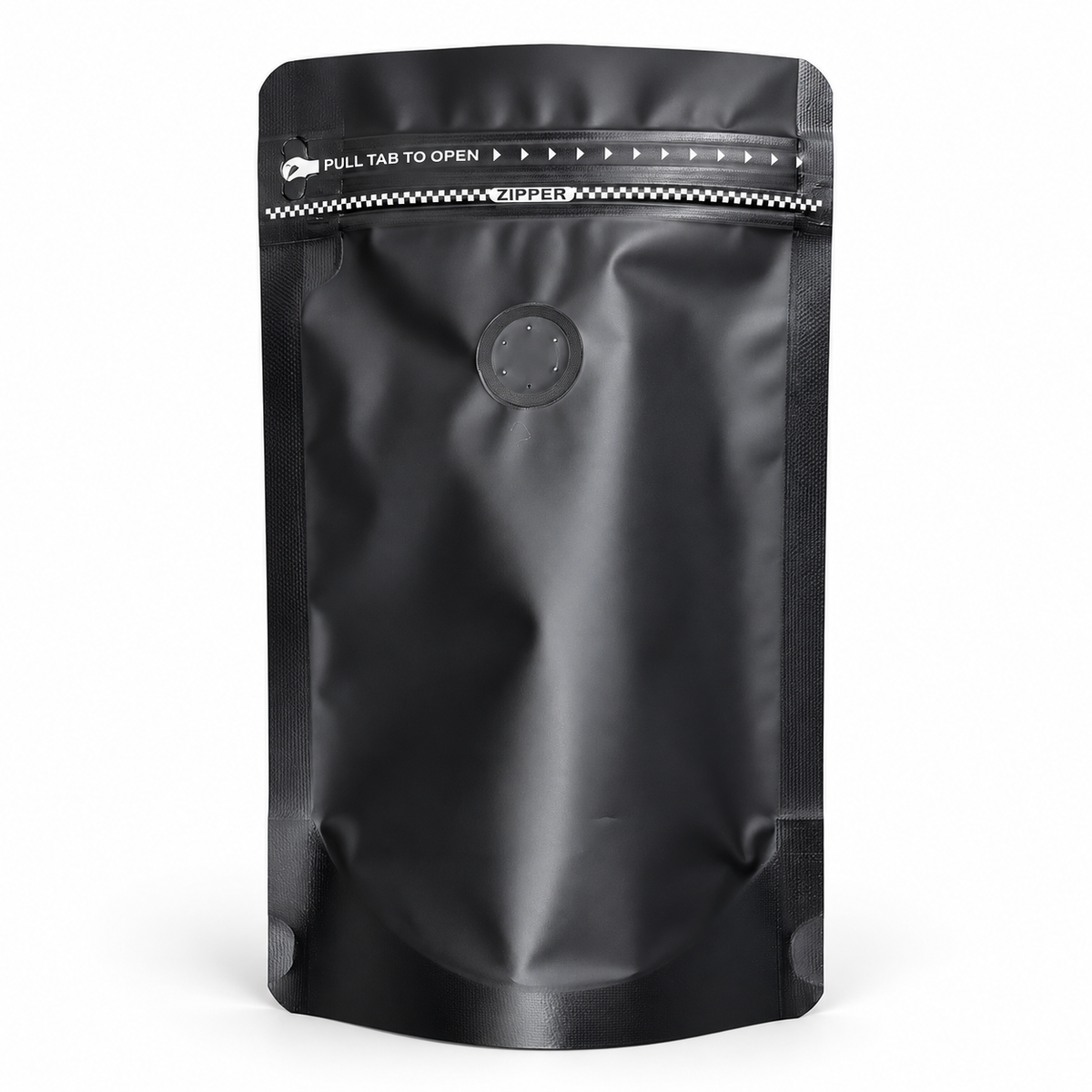 Bolsa Negra para Cafe 125 g con Valvula y Zipper