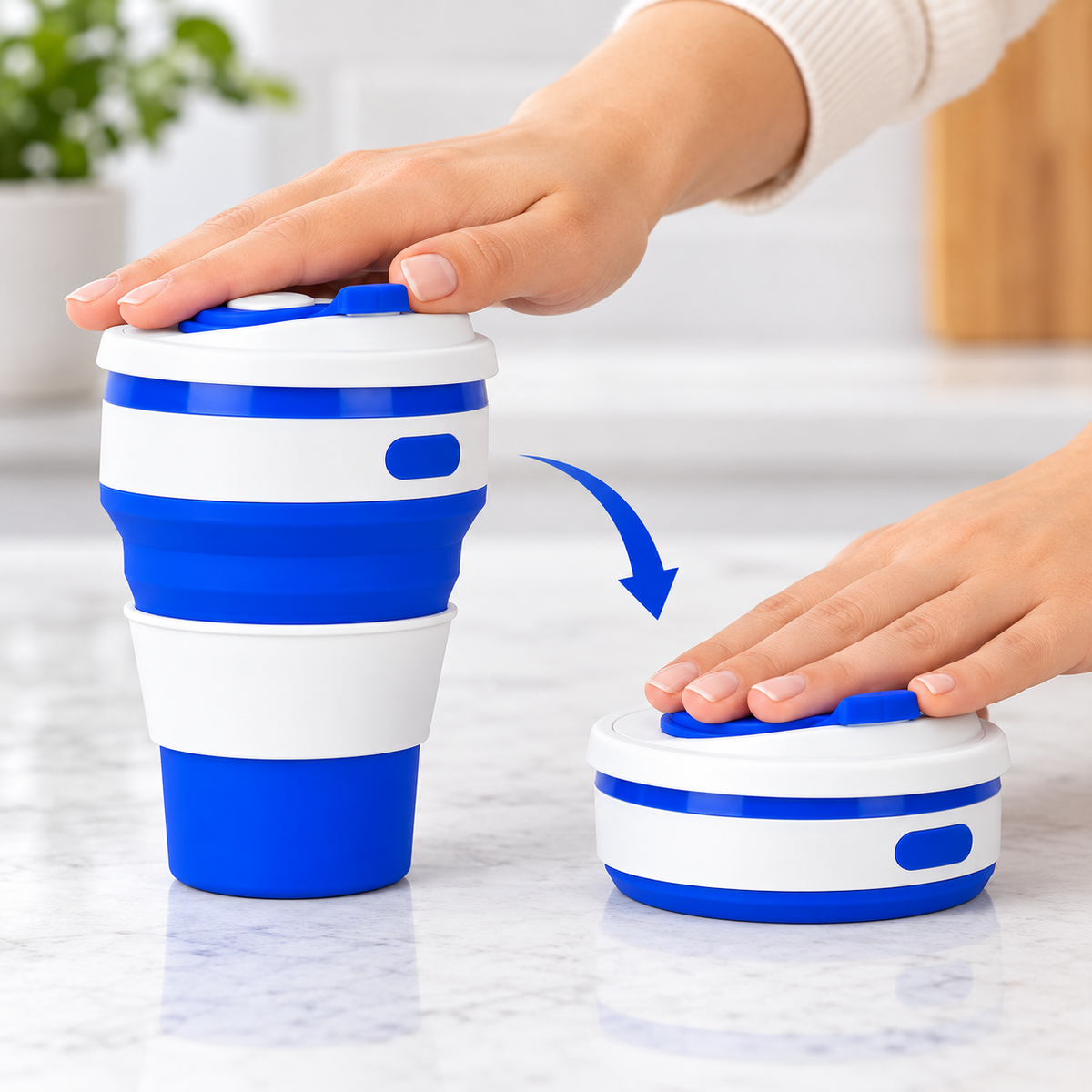 Vaso Plegable de Silicona 350 ml con Tapa Reutilizable y Portatil