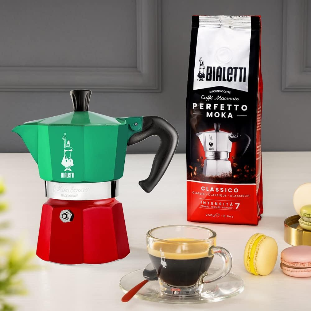 Bialetti Moka Express Italia Tricolor 3 Tazas